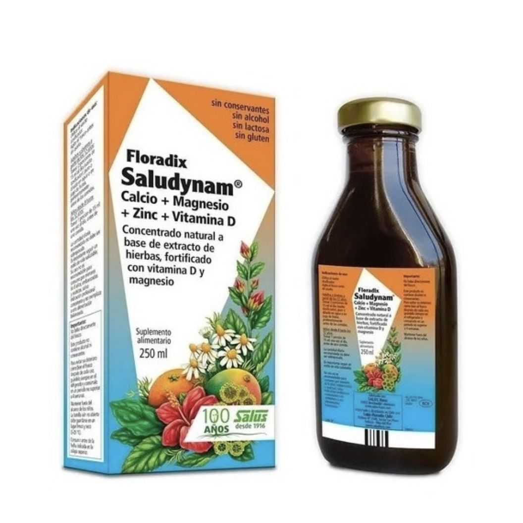 Floradix Saludynam Calcio + Magnesio + Zinc + Vitamina D Jarabe 250ml. Salusfloradix