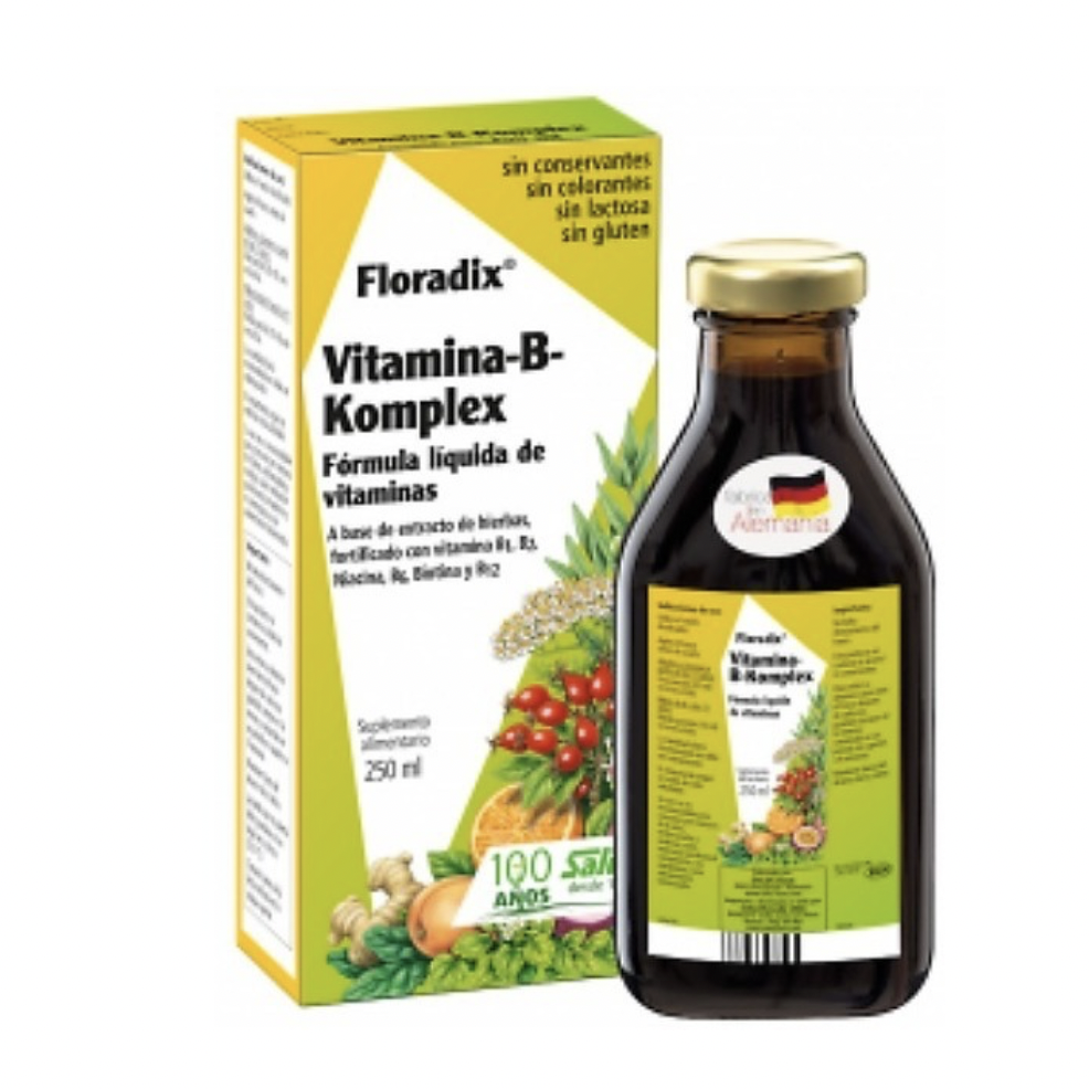 Floradix Vitamina B Komplex 250ml. Fórmula Líquida con Vitaminas Vegano
