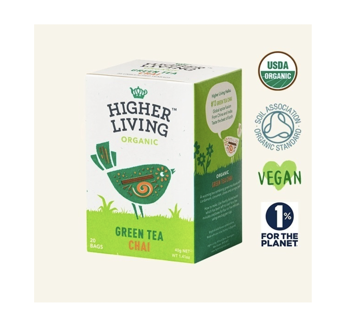 Té Verde Chai Organic 20 Bags #13Green Chai Tea Higher Living
