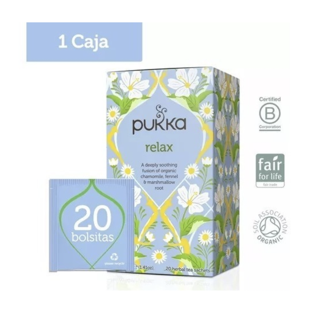 Infusión Relax Orgánico 100% Natural Camomilla Vegano Pukka