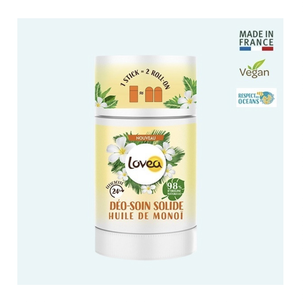 Desodorante Sólido con Aceite de Monoi 24Hrs. sin Alcohol Lovea