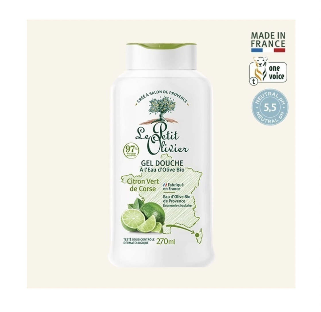 Gel de Ducha Lima y Agua de Oliva Extra Suave 270ml. Le Petit Olivier