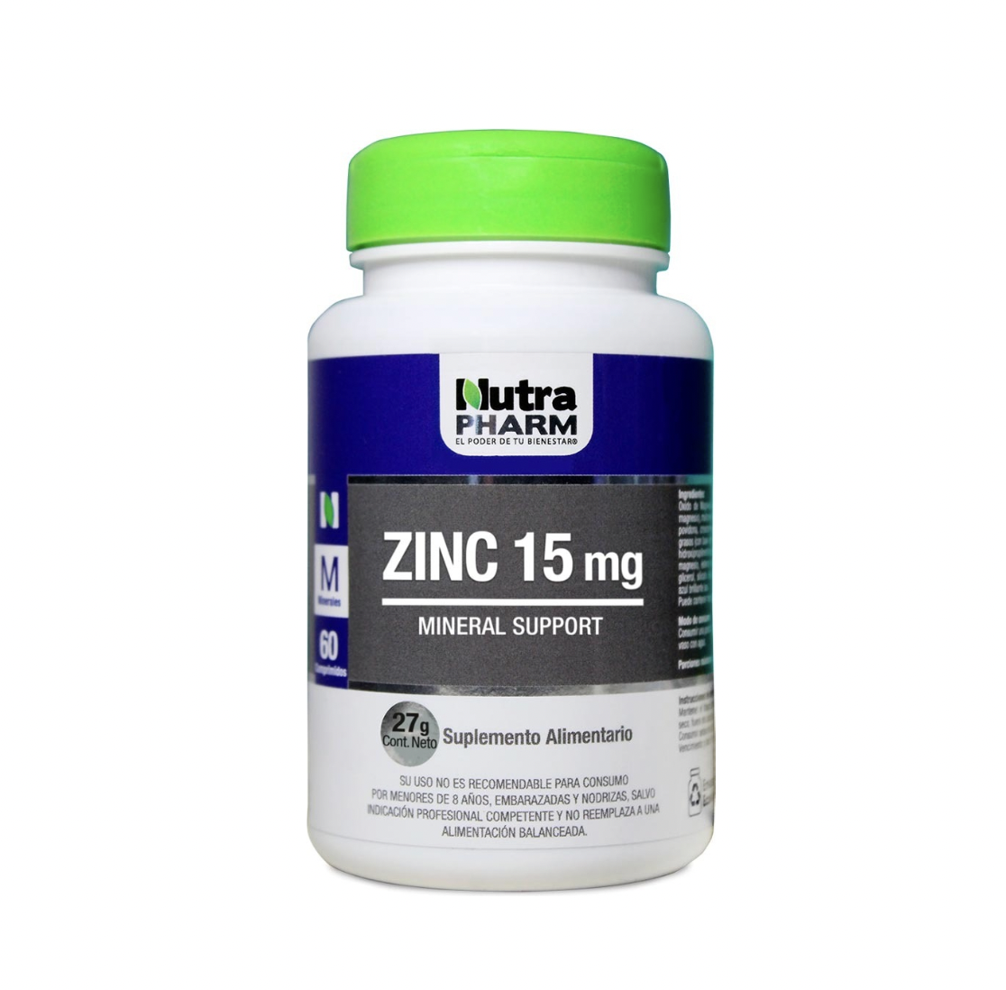 Zinc 15mg. Mineral Support 60 Comprimidos Nutra Pharm