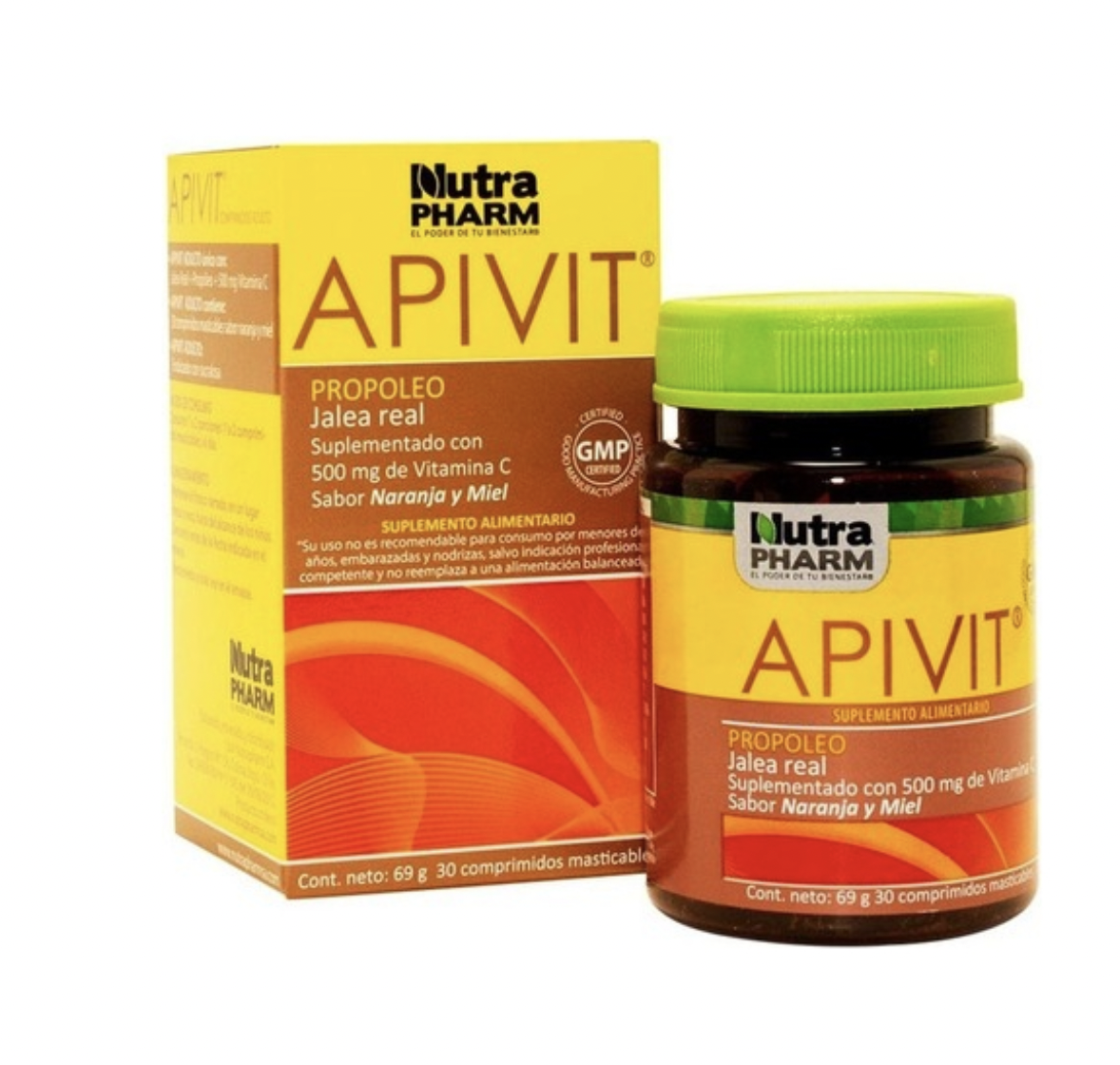 Apivit Propóleo Niños Jalea Real y Vitamina C 30 Comprimidos Masticables Sabor Naranja Nutra Pharm