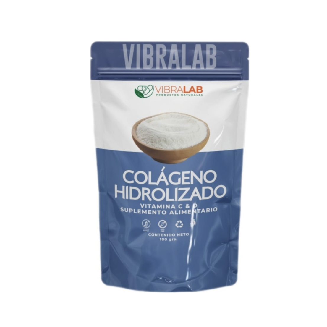 Colágeno Hidrolizado Vitamina C & D Suplemento Alimentario 100g. Vibralab
