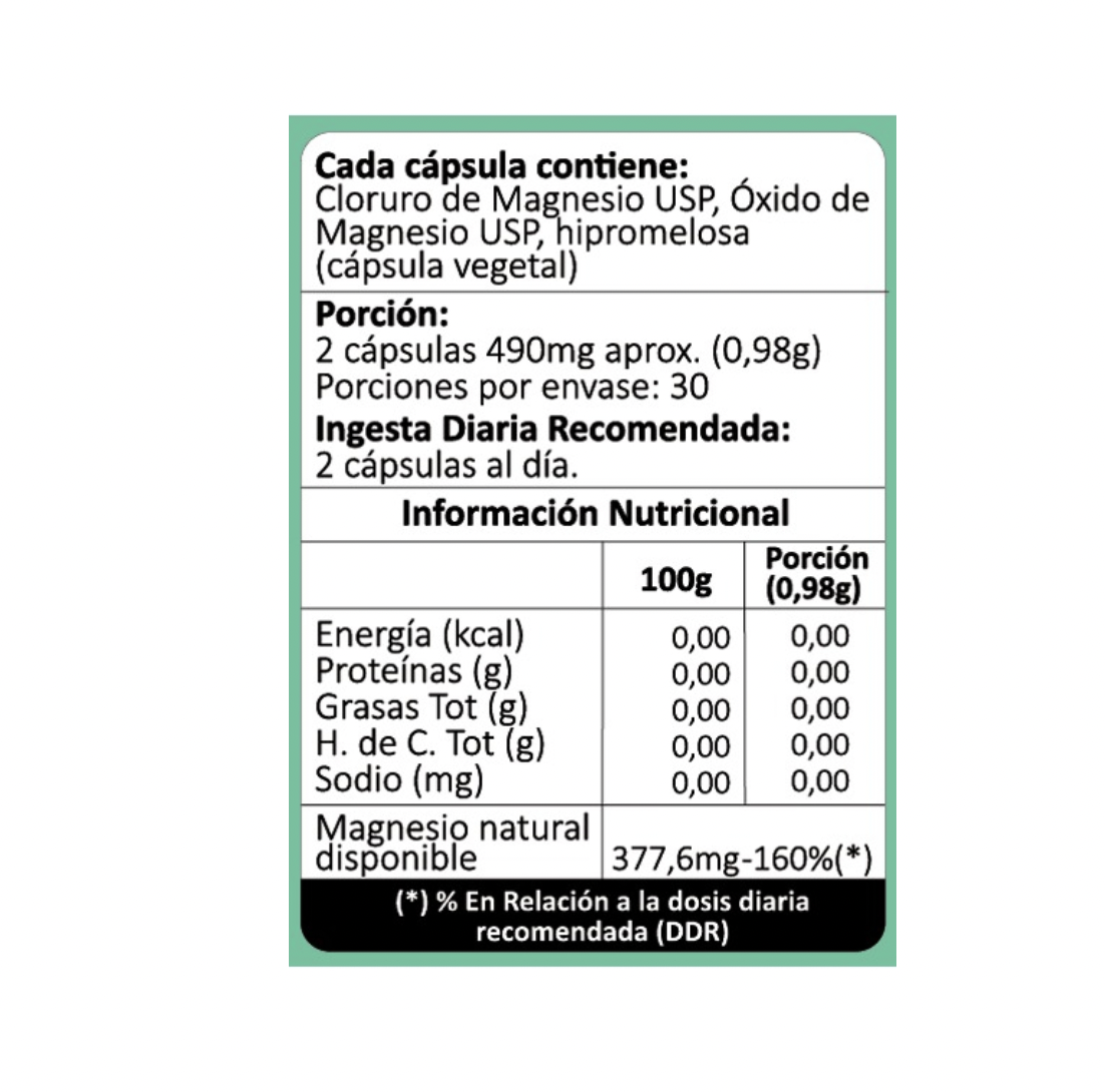 Cloruro de Magnesio 60 Cápsulas Vegetales Avanti - Image 2
