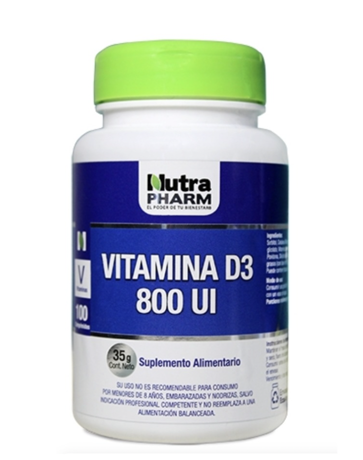 Vitamina D3 800 UI 100 Comprimidos Nutra Pharm