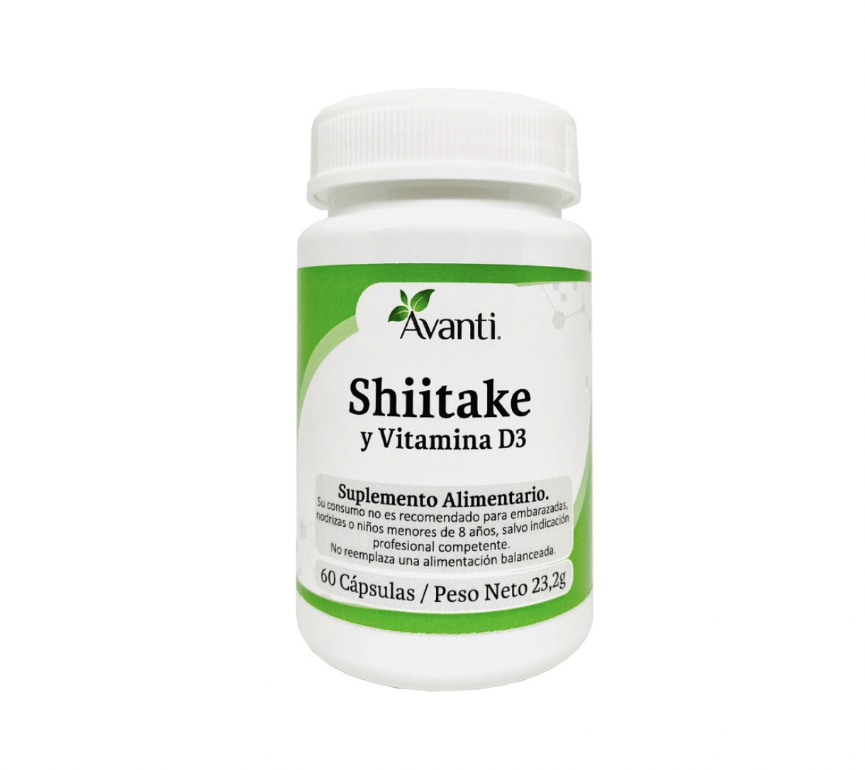 Shiitake Reforzado con Vitamina D3 60 Cápsulas Suplemento Alimentario Avanti
