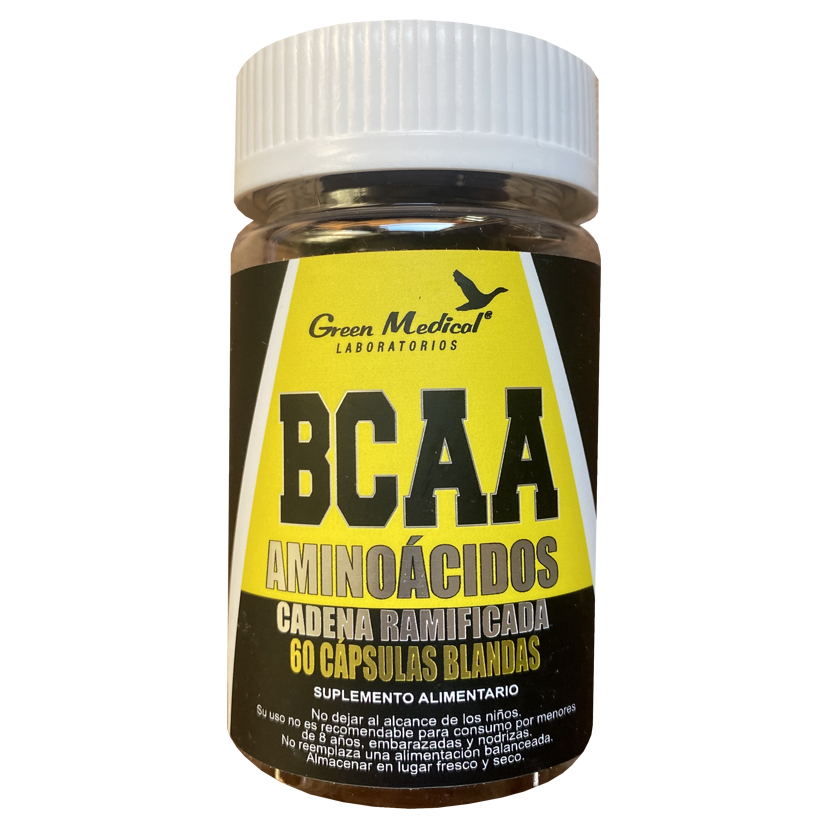BCAA Aminoácidos 60 Cápsulas Blandas Suplemento Alimenticio Green Medical