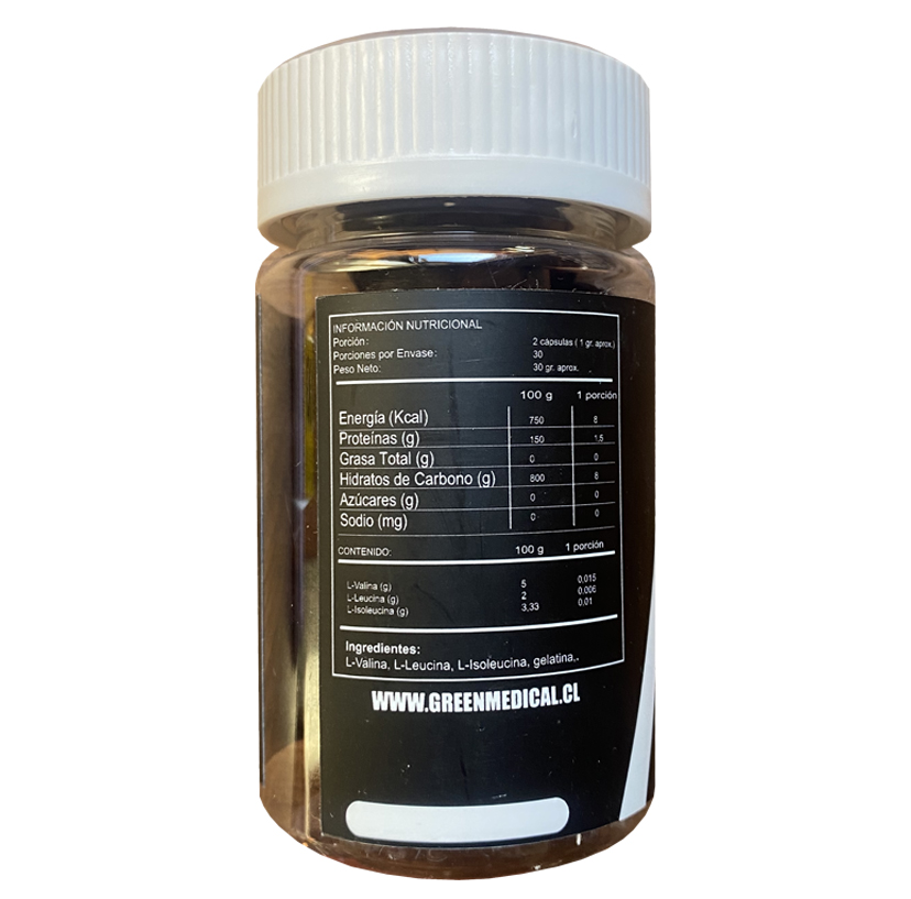 BCAA Aminoácidos 60 Cápsulas Blandas Suplemento Alimenticio Green Medical - Image 2