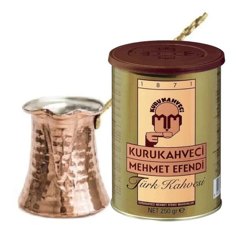Cafetera Turca + Café Turco Mehmet Efendi 250g. Kurukahveci