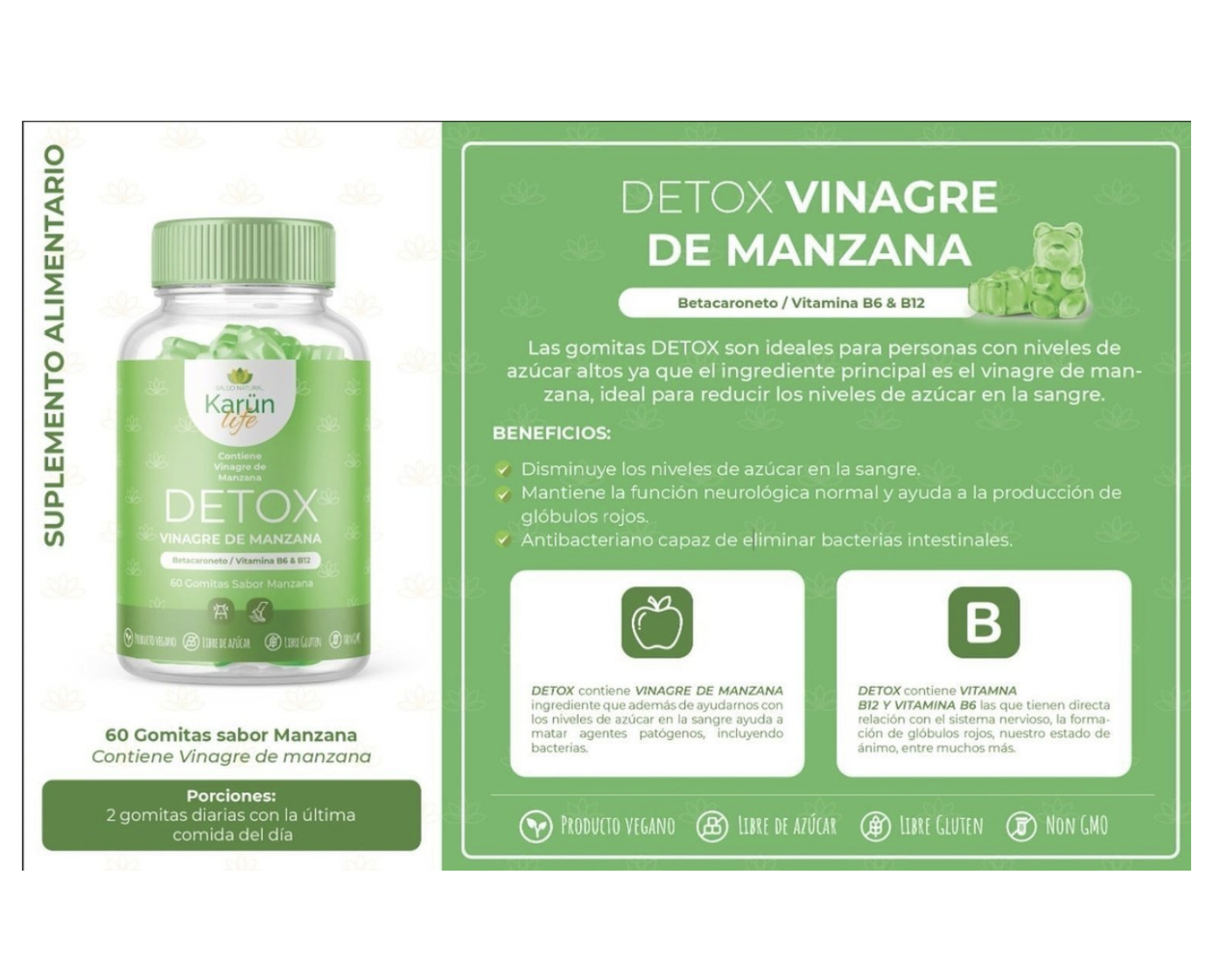 Detox Vinagre de Manzana 60 Gomitas KarünLife - Image 2