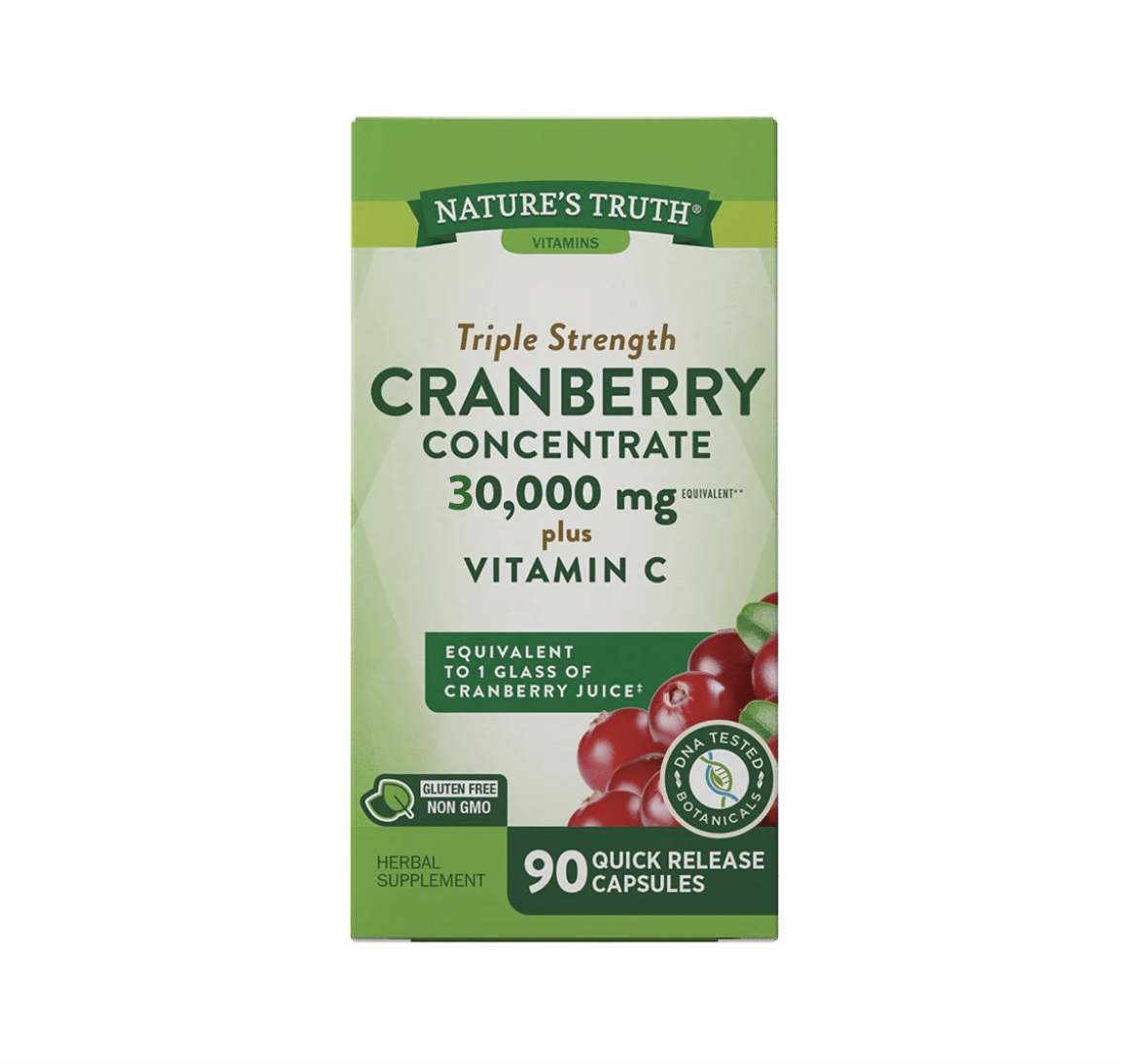 Triple Strength Cranberry Concentrado 30,000mg. Plus 90 Cápsulas Nature´s Truth