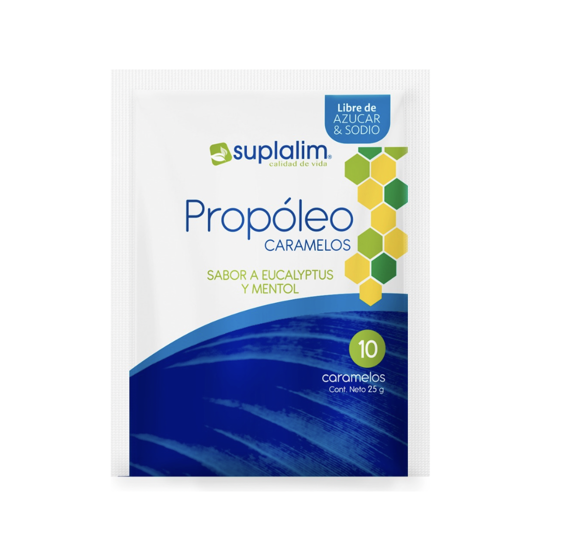 Propóleo 10 Caramelos Sabor Eucalyptus y Mentol sin Azúcar sin Sodio Suplalim