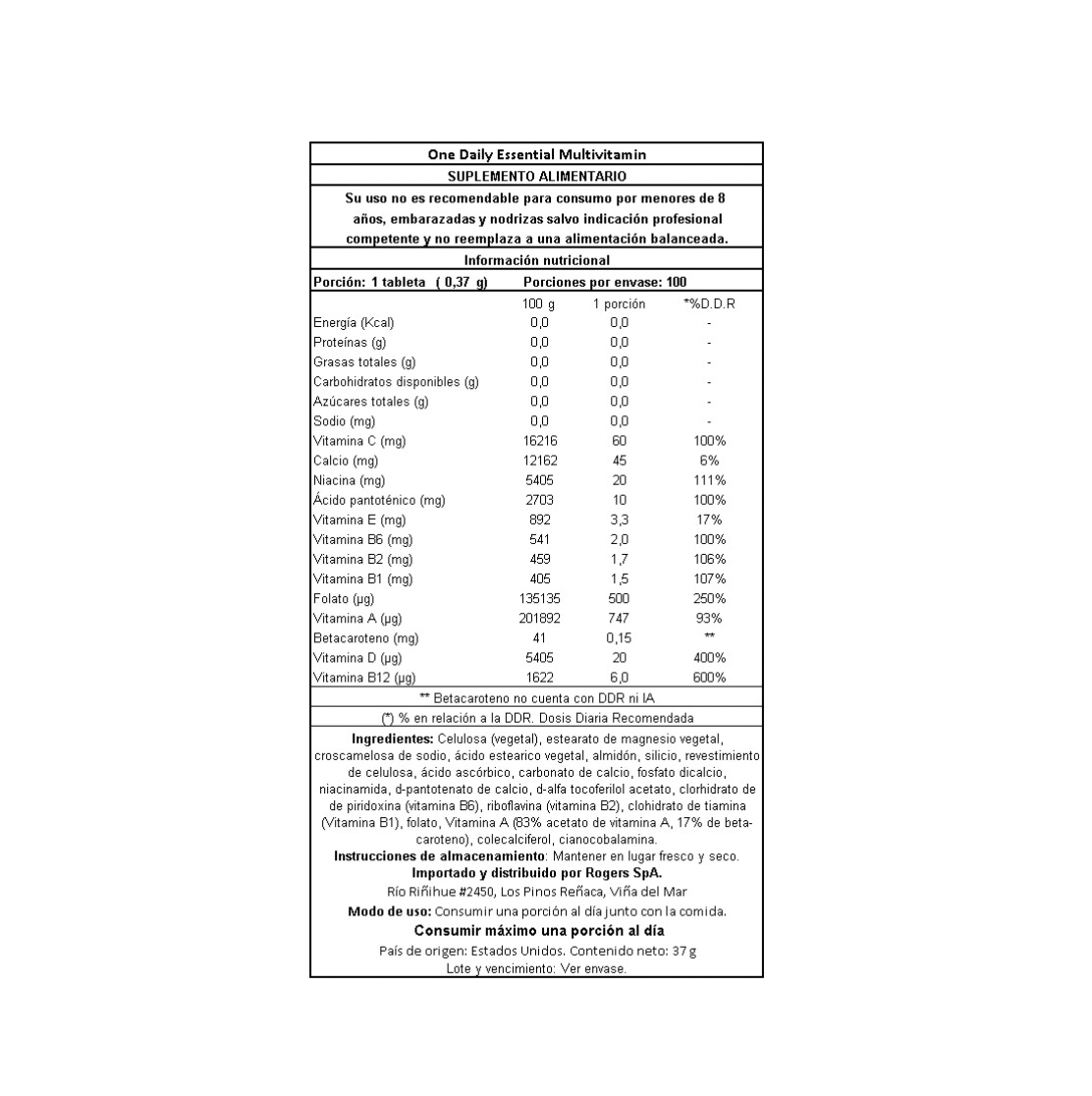 One Daily Essential Multivitamin 100 MiniTabletas Suplemento Nature´s Truth - Image 2