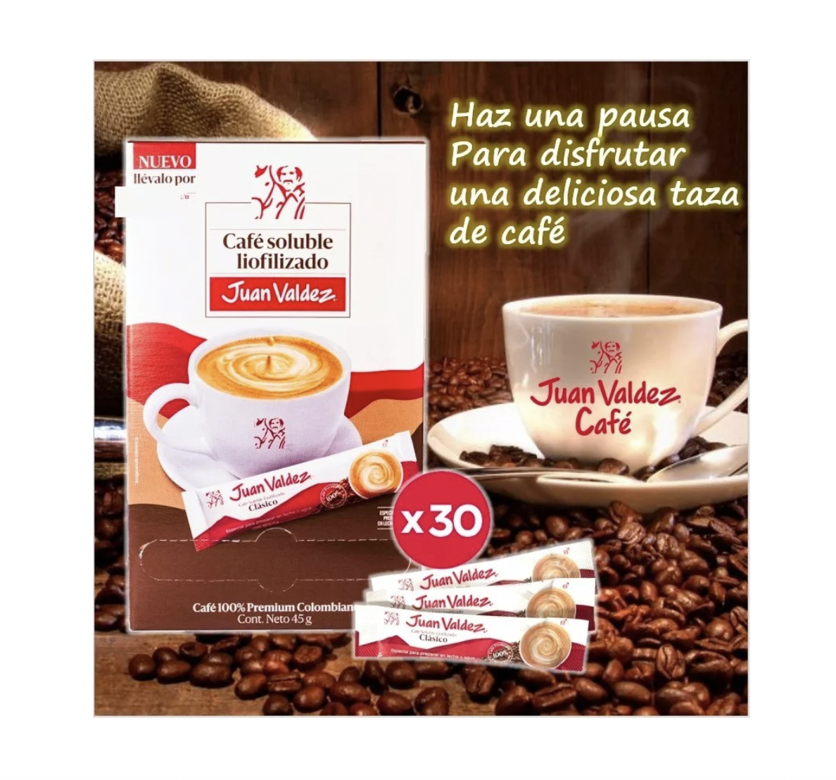 Café Soluble Liofilizado Individual 30 Unidades Juan Valdez - Image 2