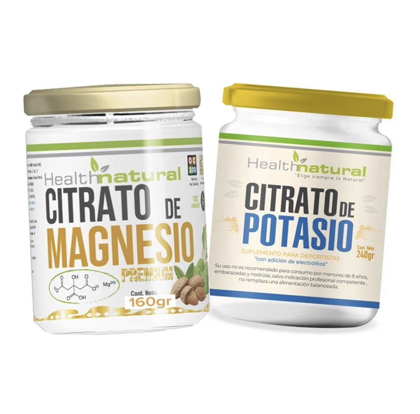 Pack Citrato Magnesio y Citrato Potasio Polvo 400g. Health Natural