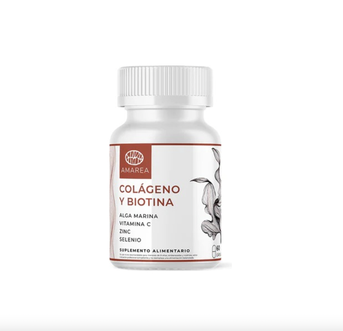 Colágeno y Biotina con Vitaminas 60 Cápsulas Suplemento Alimentario Amarea
