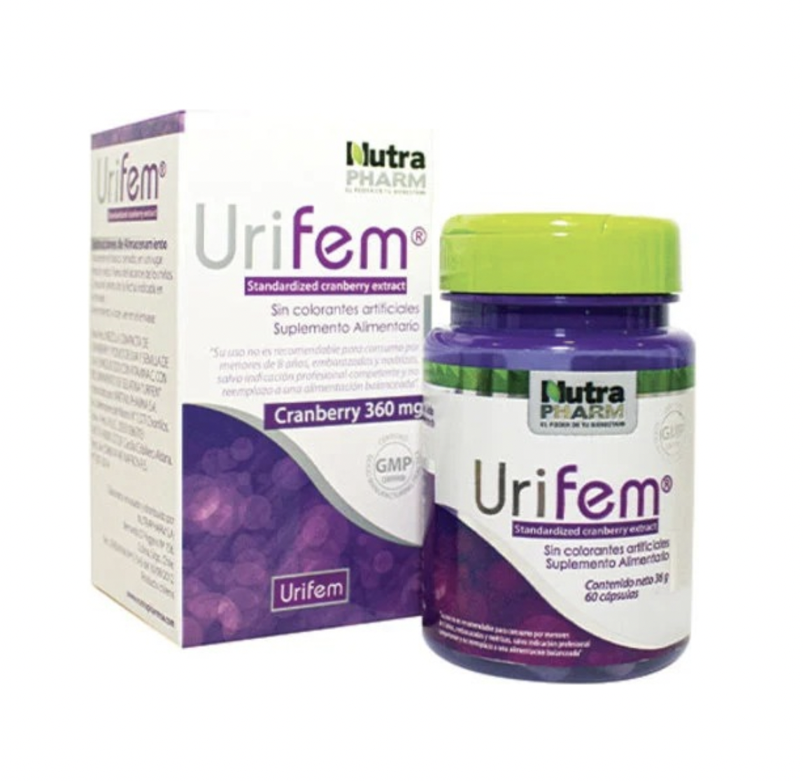 Urifem Cranberry 360mg. 60 Cápsulas Nutra Pharm