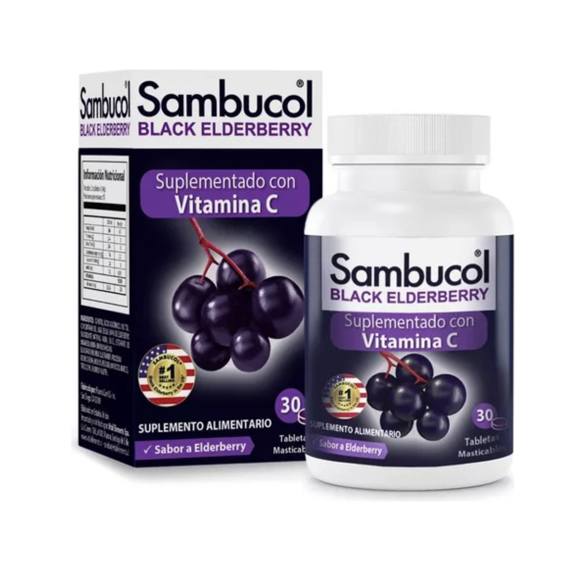 Vitamina C Suplemento Alimentario Sabor Berries 30 Tabletas Sambucol
