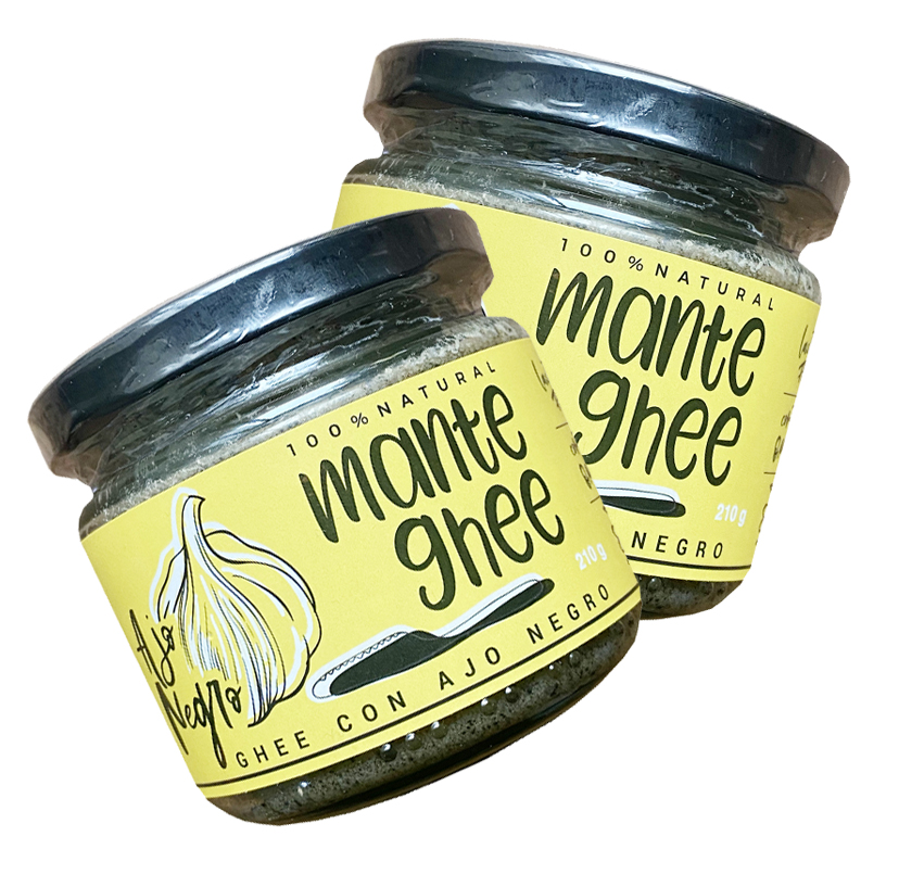 Pack 2 Mantequillas Ghee Ajo Negro Not Gluten Clarificada ManteGhee