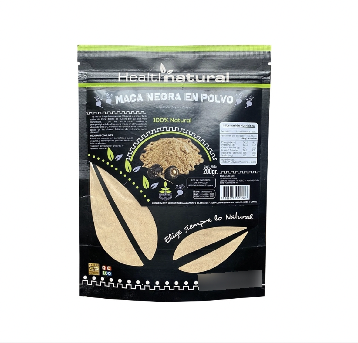 Maca Negra en Polvo 100% Natural 200g. Health Natural