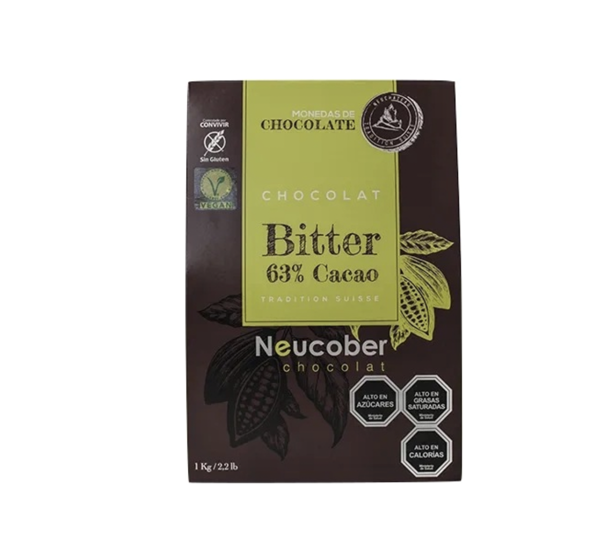 Cobertura Chocolate Bitter 63% Cacao 1Kg. Neucober