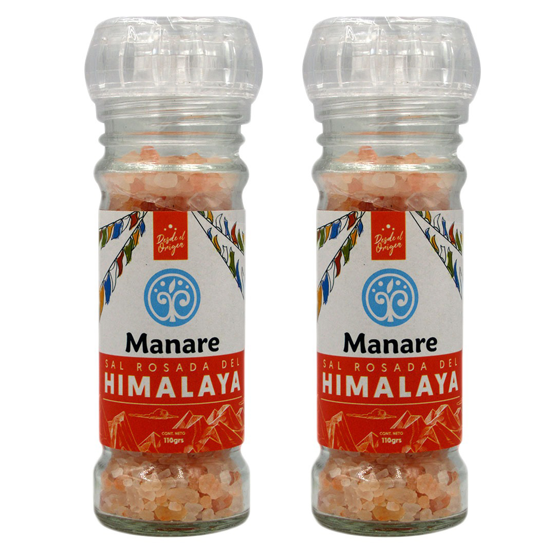 Pack Molinillos con Sal Rosada Gruesa del Himalaya 220g. Manare