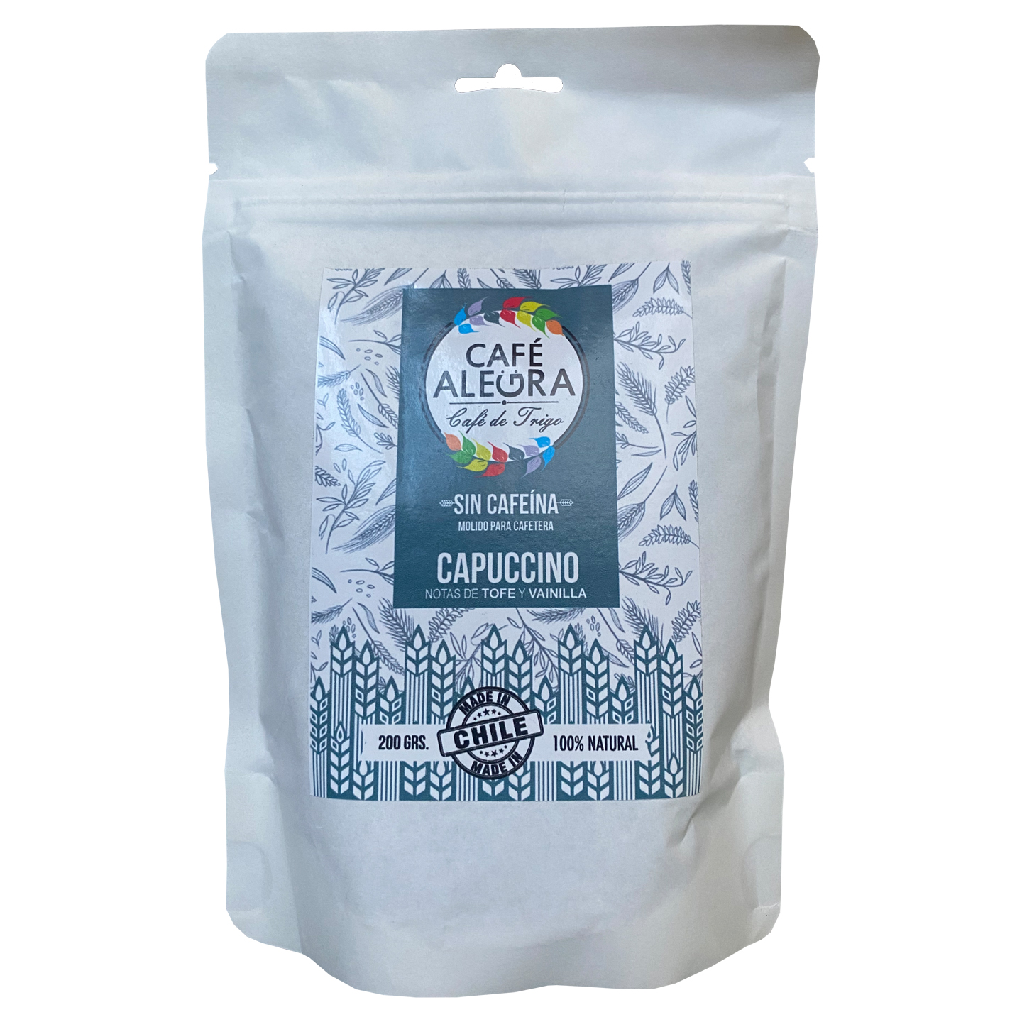 Café de Trigo sin Cafeína Sabor Capuccino 200g. Alegra Café