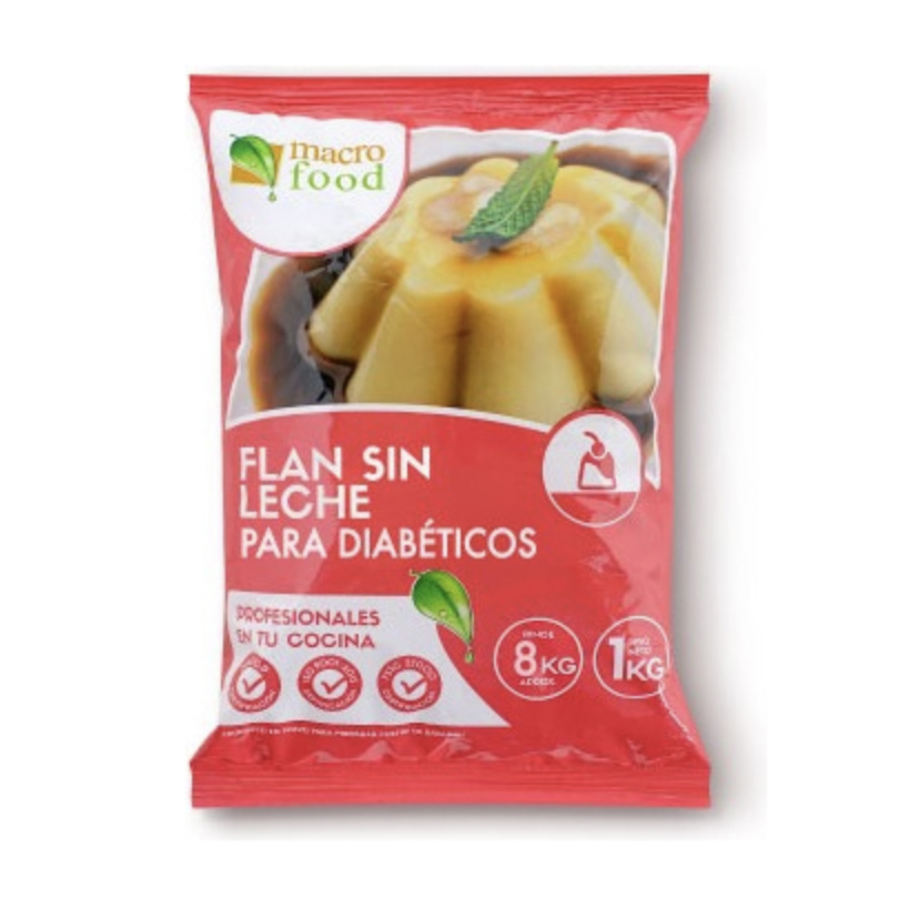 Flan para Diabéticos Sabor Frutilla 1Kg. Macro Food